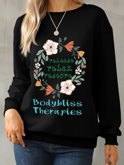 Graphic Round Neck Dropped Shoulder Sweatshirt